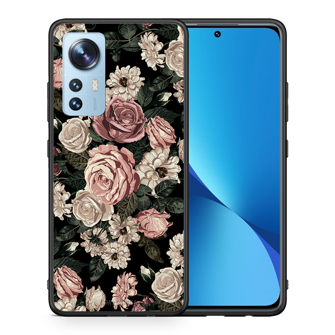 Θήκη Xiaomi 12/12X 5G Wild Roses Flower από τη Smartfits με σχέδιο στο πίσω μέρος και μαύρο περίβλημα | Xiaomi 12/12X 5G Wild Roses Flower case with colorful back and black bezels