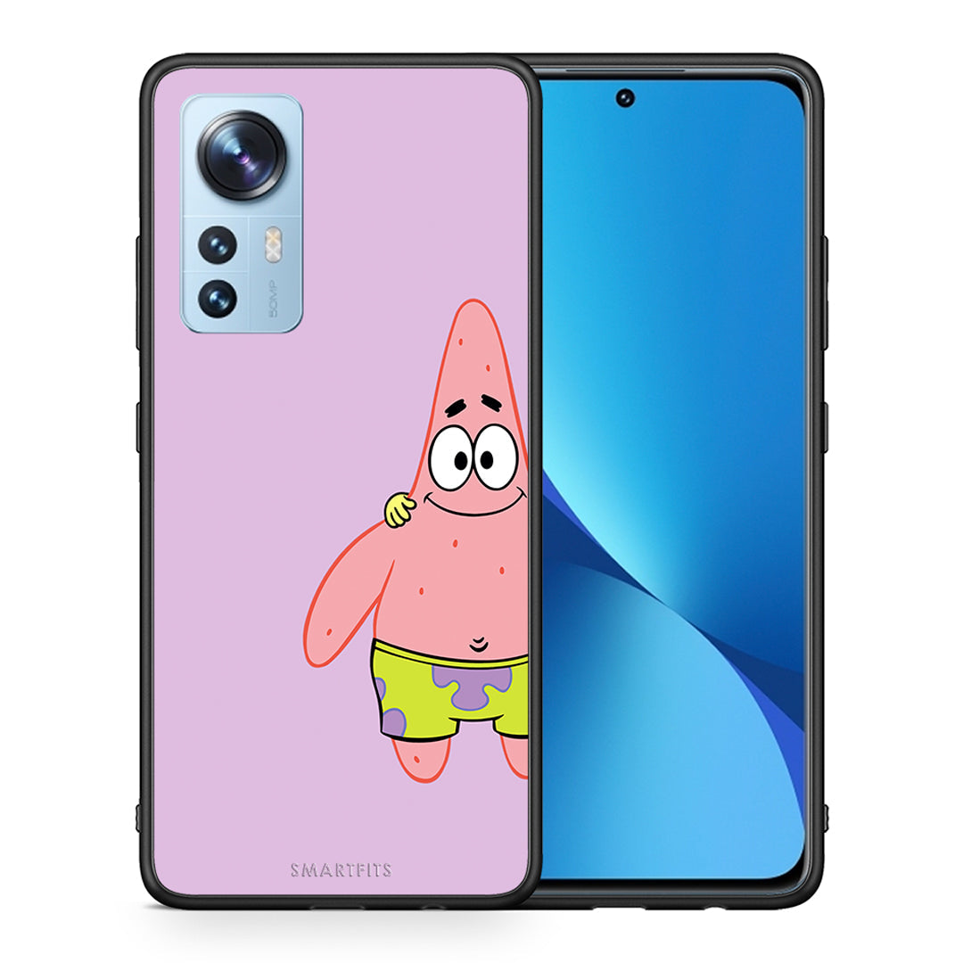 Θήκη Xiaomi 12/12X 5G Friends Patrick από τη Smartfits με σχέδιο στο πίσω μέρος και μαύρο περίβλημα | Xiaomi 12/12X 5G Friends Patrick case with colorful back and black bezels