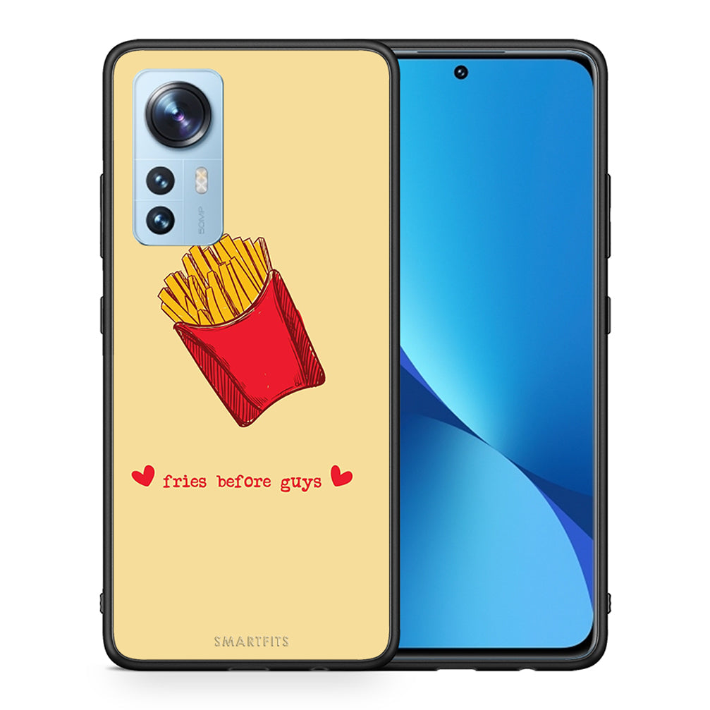 Θήκη Αγίου Βαλεντίνου Xiaomi 12 / 12X 5G Fries Before Guys από τη Smartfits με σχέδιο στο πίσω μέρος και μαύρο περίβλημα | Xiaomi 12 / 12X 5G Fries Before Guys case with colorful back and black bezels