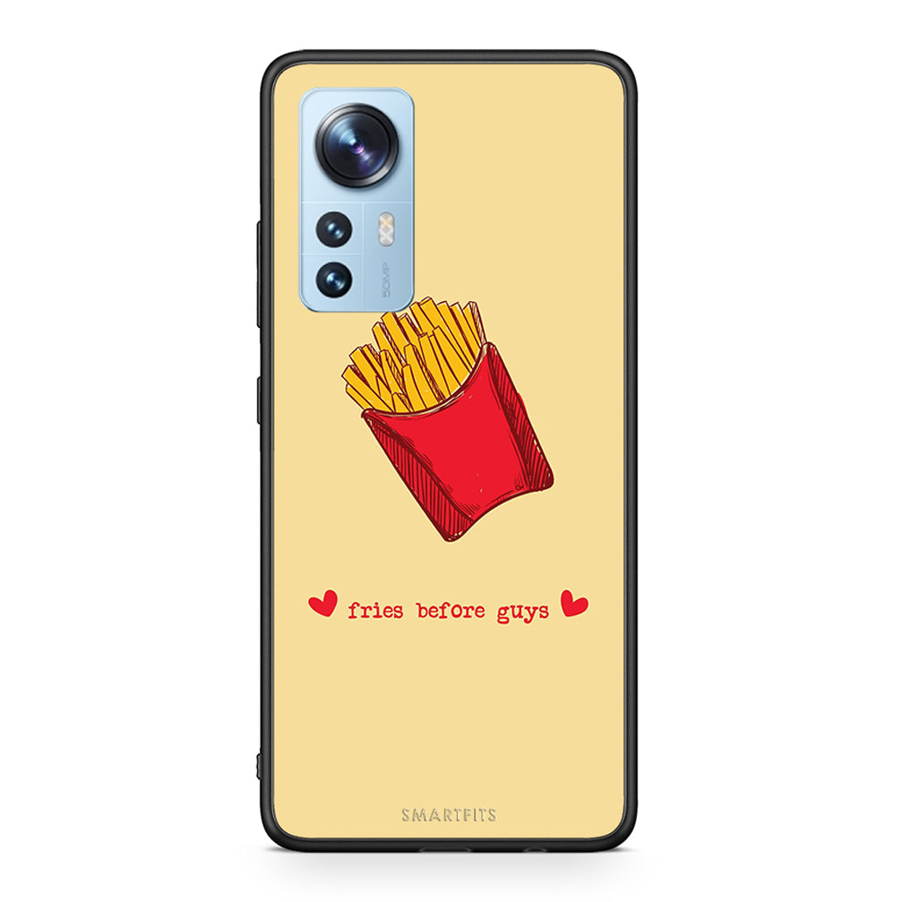 Xiaomi 12 / 12X 5G Fries Before Guys Θήκη Αγίου Βαλεντίνου από τη Smartfits με σχέδιο στο πίσω μέρος και μαύρο περίβλημα | Smartphone case with colorful back and black bezels by Smartfits