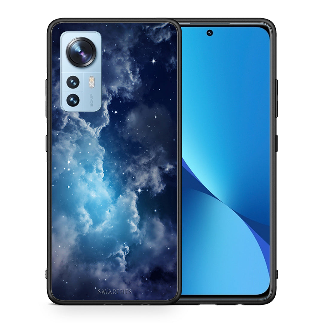 Θήκη Xiaomi 12/12X 5G Blue Sky Galaxy από τη Smartfits με σχέδιο στο πίσω μέρος και μαύρο περίβλημα | Xiaomi 12/12X 5G Blue Sky Galaxy case with colorful back and black bezels
