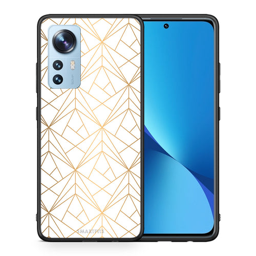 Θήκη Xiaomi 12/12X 5G Luxury White Geometric από τη Smartfits με σχέδιο στο πίσω μέρος και μαύρο περίβλημα | Xiaomi 12/12X 5G Luxury White Geometric case with colorful back and black bezels