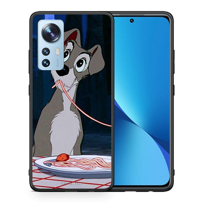 Θήκη Αγίου Βαλεντίνου Xiaomi 12 / 12X 5G Lady And Tramp 1 από τη Smartfits με σχέδιο στο πίσω μέρος και μαύρο περίβλημα | Xiaomi 12 / 12X 5G Lady And Tramp 1 case with colorful back and black bezels