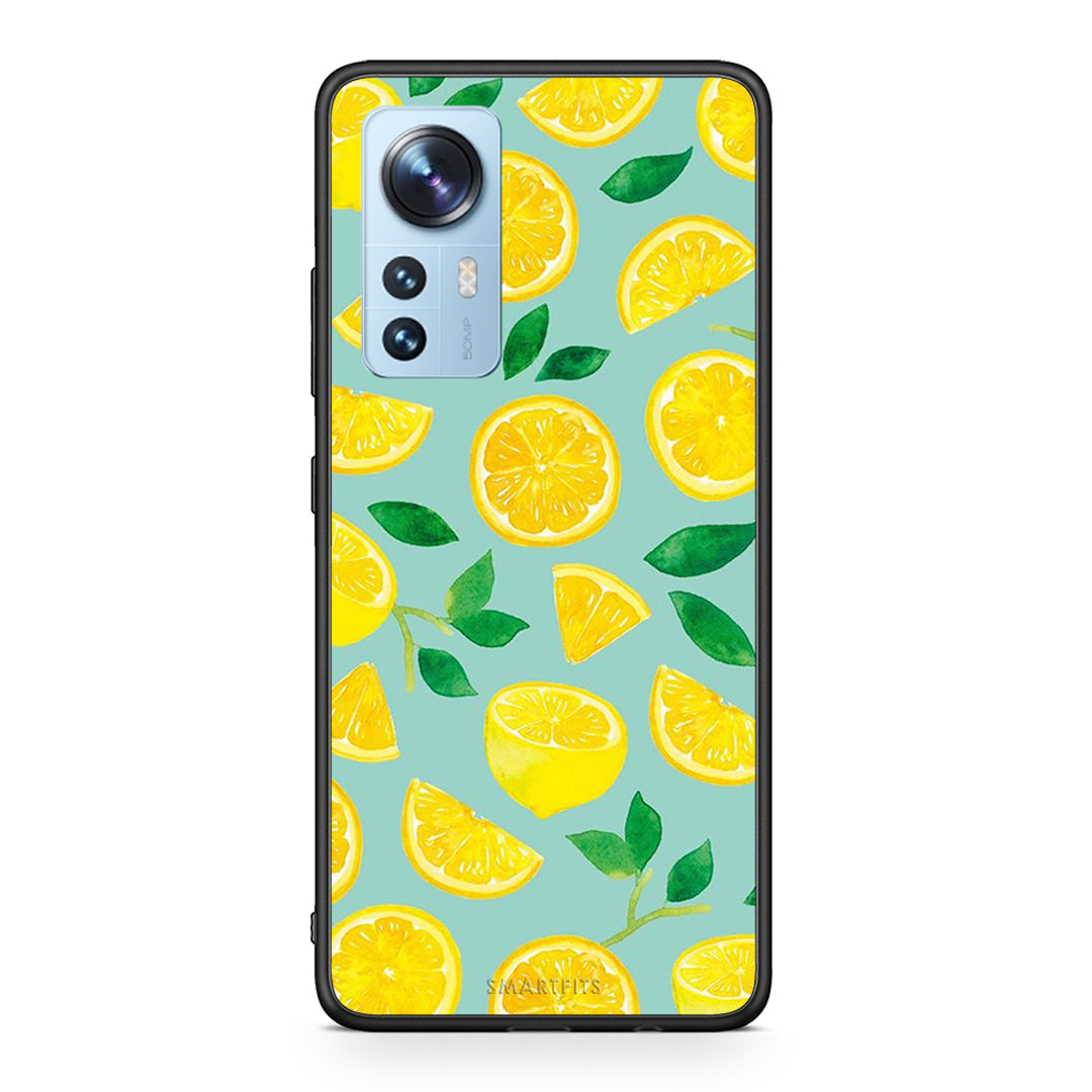 Xiaomi 12/12X 5G Lemons θήκη από τη Smartfits με σχέδιο στο πίσω μέρος και μαύρο περίβλημα | Smartphone case with colorful back and black bezels by Smartfits