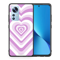 Thumbnail for Θήκη Xiaomi 12/12X 5G Lilac Hearts από τη Smartfits με σχέδιο στο πίσω μέρος και μαύρο περίβλημα | Xiaomi 12/12X 5G Lilac Hearts case with colorful back and black bezels