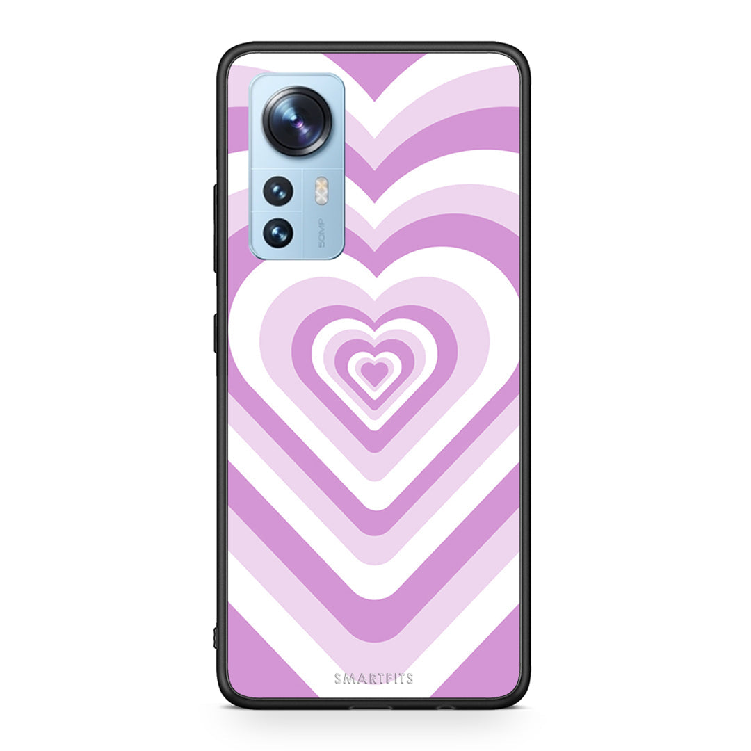 Xiaomi 12/12X 5G Lilac Hearts θήκη από τη Smartfits με σχέδιο στο πίσω μέρος και μαύρο περίβλημα | Smartphone case with colorful back and black bezels by Smartfits