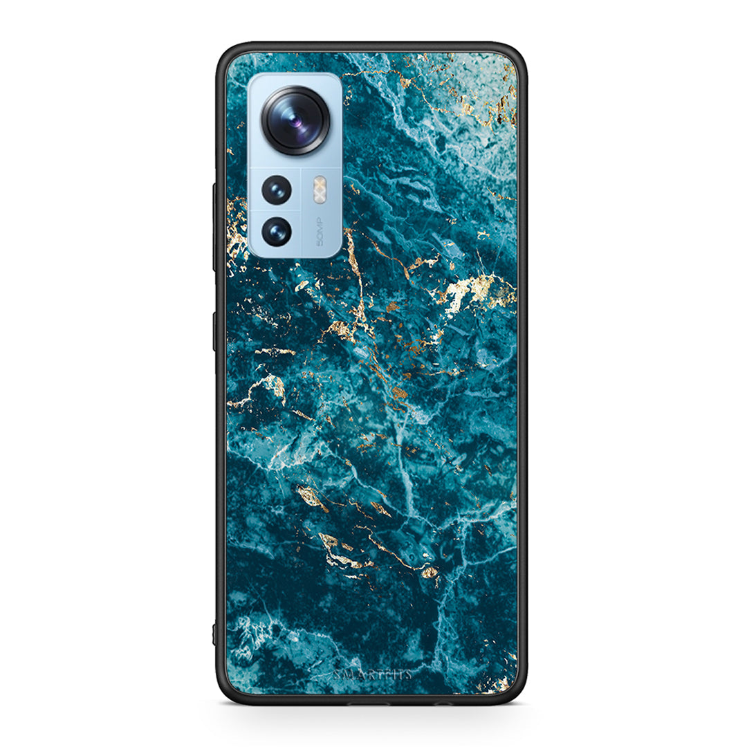 Xiaomi 12/12X 5G Marble Blue θήκη από τη Smartfits με σχέδιο στο πίσω μέρος και μαύρο περίβλημα | Smartphone case with colorful back and black bezels by Smartfits