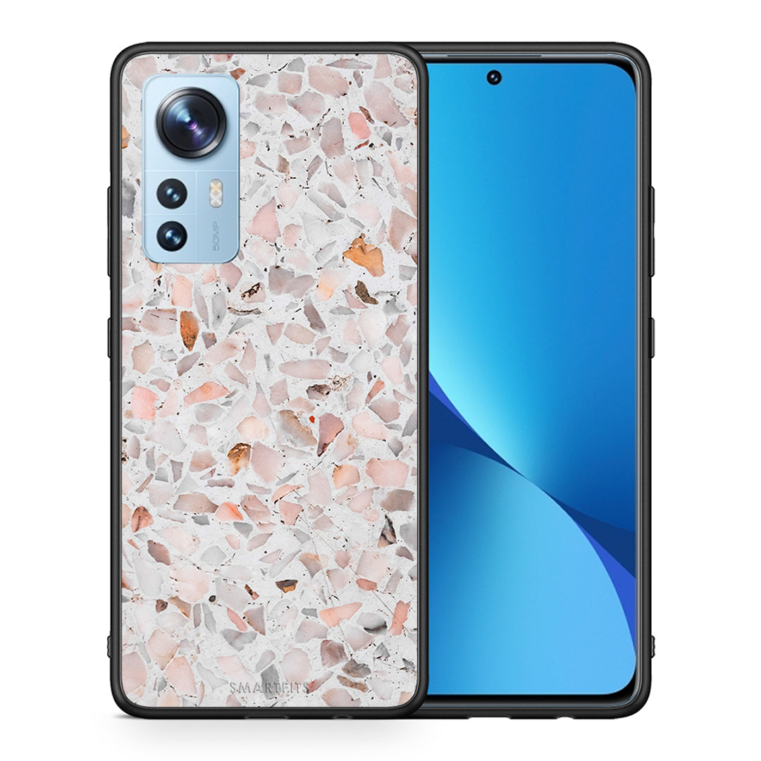 Θήκη Xiaomi 12/12X 5G Marble Terrazzo από τη Smartfits με σχέδιο στο πίσω μέρος και μαύρο περίβλημα | Xiaomi 12/12X 5G Marble Terrazzo case with colorful back and black bezels