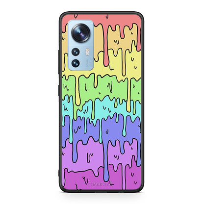 Xiaomi 12/12X 5G Melting Rainbow θήκη από τη Smartfits με σχέδιο στο πίσω μέρος και μαύρο περίβλημα | Smartphone case with colorful back and black bezels by Smartfits