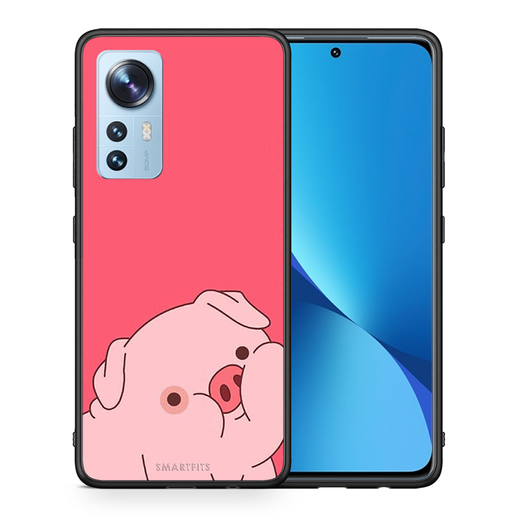 Θήκη Αγίου Βαλεντίνου Xiaomi 12 / 12X 5G Pig Love 1 από τη Smartfits με σχέδιο στο πίσω μέρος και μαύρο περίβλημα | Xiaomi 12 / 12X 5G Pig Love 1 case with colorful back and black bezels