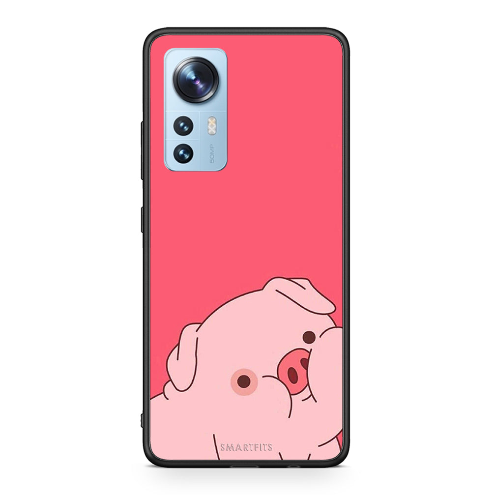 Xiaomi 12 / 12X 5G Pig Love 1 Θήκη Αγίου Βαλεντίνου από τη Smartfits με σχέδιο στο πίσω μέρος και μαύρο περίβλημα | Smartphone case with colorful back and black bezels by Smartfits