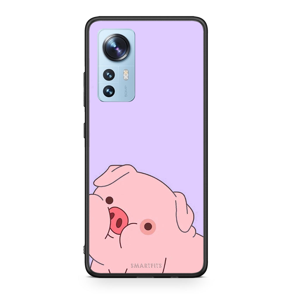 Xiaomi 12 / 12X 5G Pig Love 2 Θήκη Αγίου Βαλεντίνου από τη Smartfits με σχέδιο στο πίσω μέρος και μαύρο περίβλημα | Smartphone case with colorful back and black bezels by Smartfits
