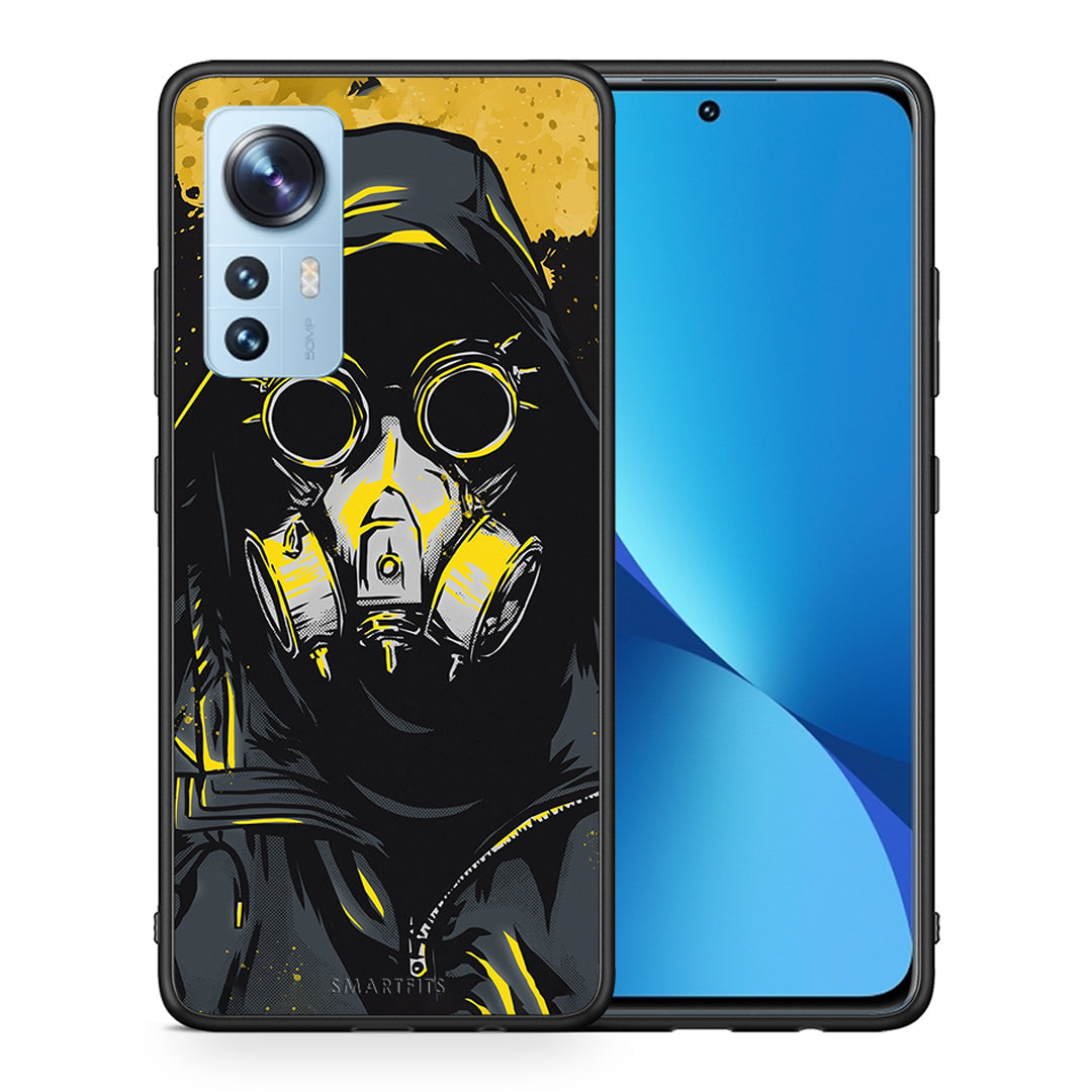 Θήκη Xiaomi 12/12X 5G Mask PopArt από τη Smartfits με σχέδιο στο πίσω μέρος και μαύρο περίβλημα | Xiaomi 12/12X 5G Mask PopArt case with colorful back and black bezels