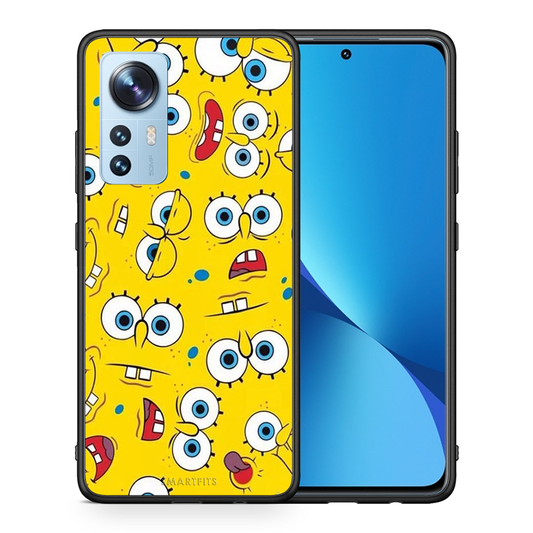 Θήκη Xiaomi 12/12X 5G Sponge PopArt από τη Smartfits με σχέδιο στο πίσω μέρος και μαύρο περίβλημα | Xiaomi 12/12X 5G Sponge PopArt case with colorful back and black bezels