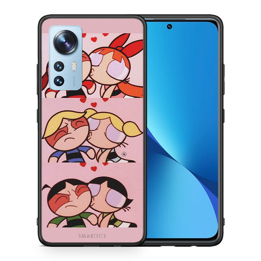 Θήκη Αγίου Βαλεντίνου Xiaomi 12 / 12X 5G Puff Love από τη Smartfits με σχέδιο στο πίσω μέρος και μαύρο περίβλημα | Xiaomi 12 / 12X 5G Puff Love case with colorful back and black bezels