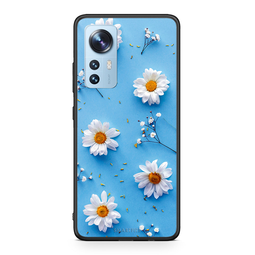 Xiaomi 12/12X 5G Real Daisies θήκη από τη Smartfits με σχέδιο στο πίσω μέρος και μαύρο περίβλημα | Smartphone case with colorful back and black bezels by Smartfits