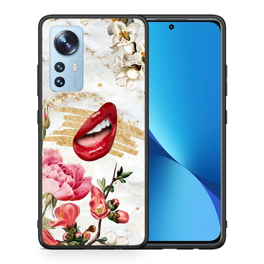 Θήκη Xiaomi 12/12X 5G Red Lips από τη Smartfits με σχέδιο στο πίσω μέρος και μαύρο περίβλημα | Xiaomi 12/12X 5G Red Lips case with colorful back and black bezels