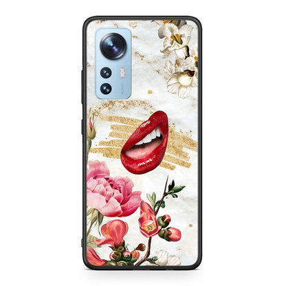 Xiaomi 12/12X 5G Red Lips θήκη από τη Smartfits με σχέδιο στο πίσω μέρος και μαύρο περίβλημα | Smartphone case with colorful back and black bezels by Smartfits