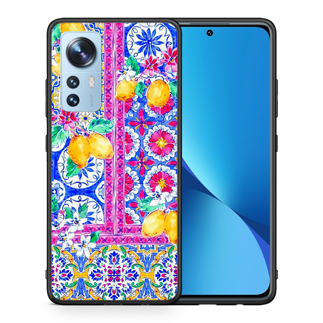 Θήκη Xiaomi 12/12X 5G Retro Spring από τη Smartfits με σχέδιο στο πίσω μέρος και μαύρο περίβλημα | Xiaomi 12/12X 5G Retro Spring case with colorful back and black bezels