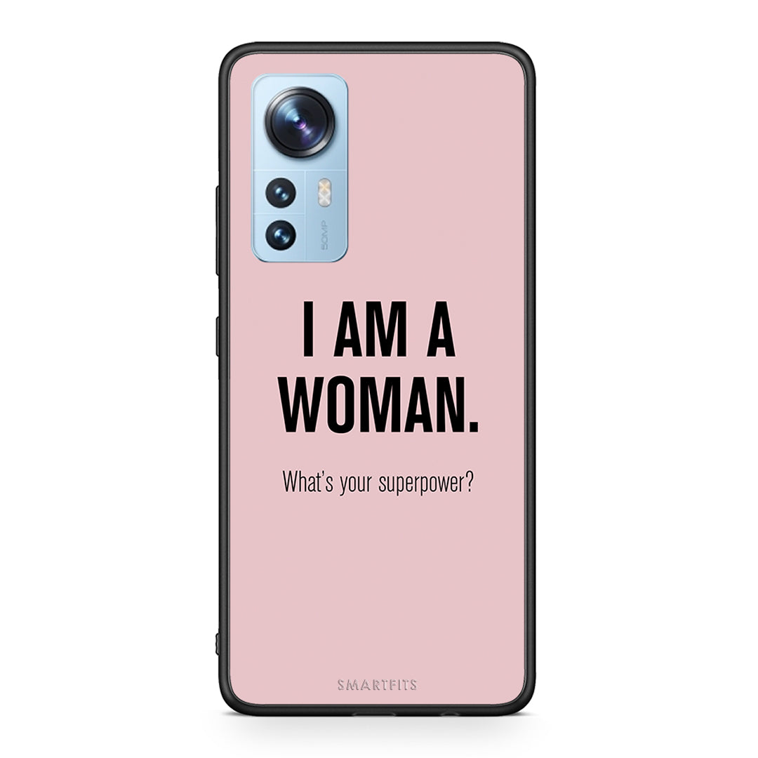 Xiaomi 12/12X 5G Superpower Woman θήκη από τη Smartfits με σχέδιο στο πίσω μέρος και μαύρο περίβλημα | Smartphone case with colorful back and black bezels by Smartfits