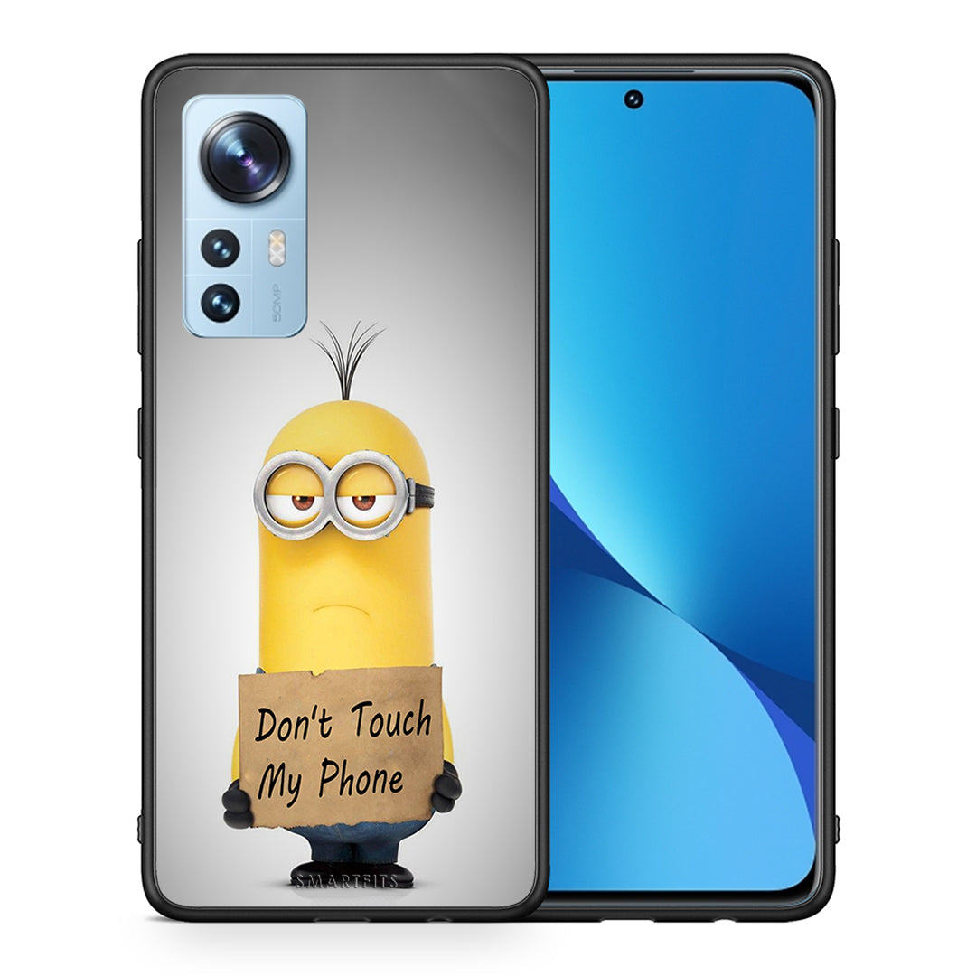 Θήκη Xiaomi 12/12X 5G Minion Text από τη Smartfits με σχέδιο στο πίσω μέρος και μαύρο περίβλημα | Xiaomi 12/12X 5G Minion Text case with colorful back and black bezels