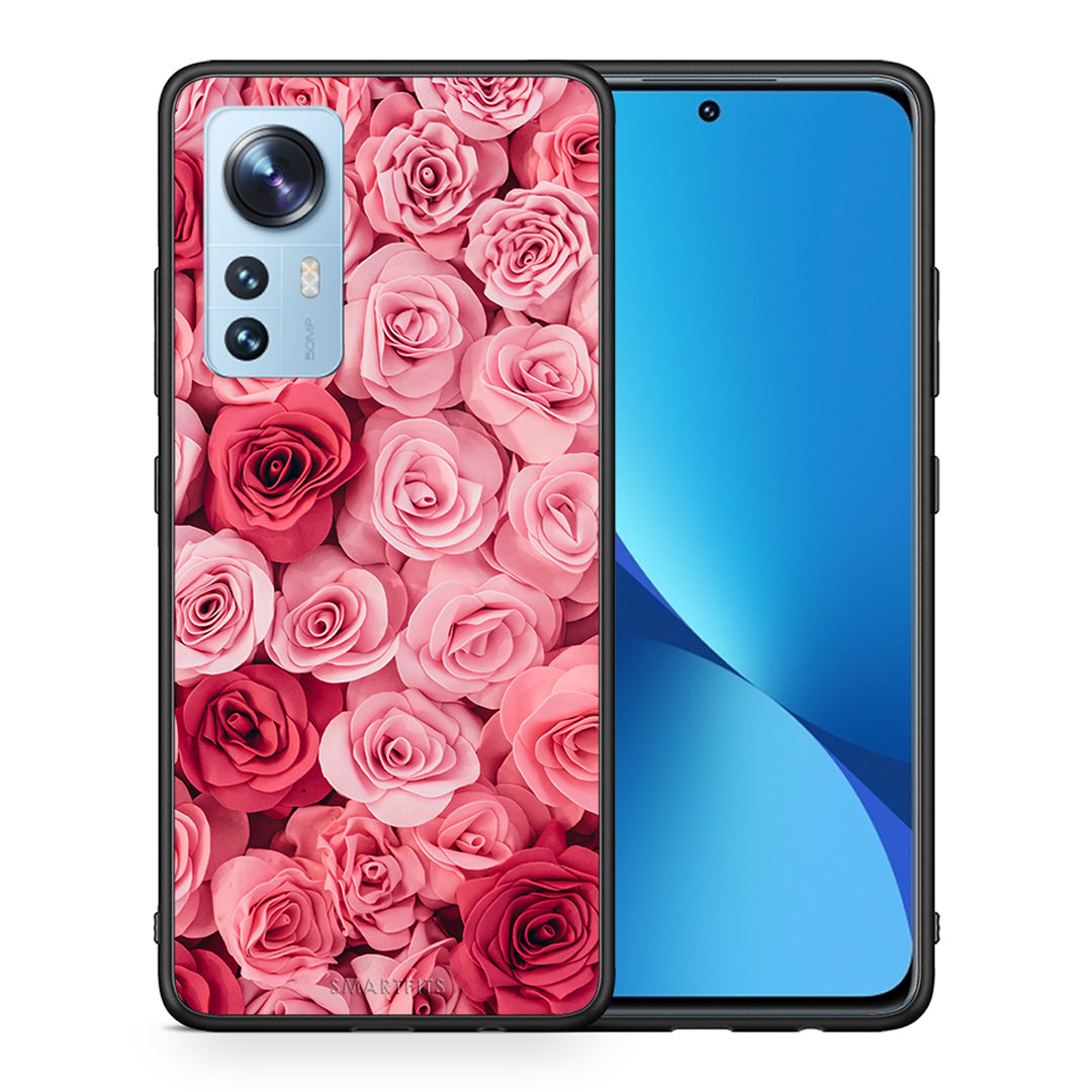 Θήκη Xiaomi 12/12X 5G RoseGarden Valentine από τη Smartfits με σχέδιο στο πίσω μέρος και μαύρο περίβλημα | Xiaomi 12/12X 5G RoseGarden Valentine case with colorful back and black bezels