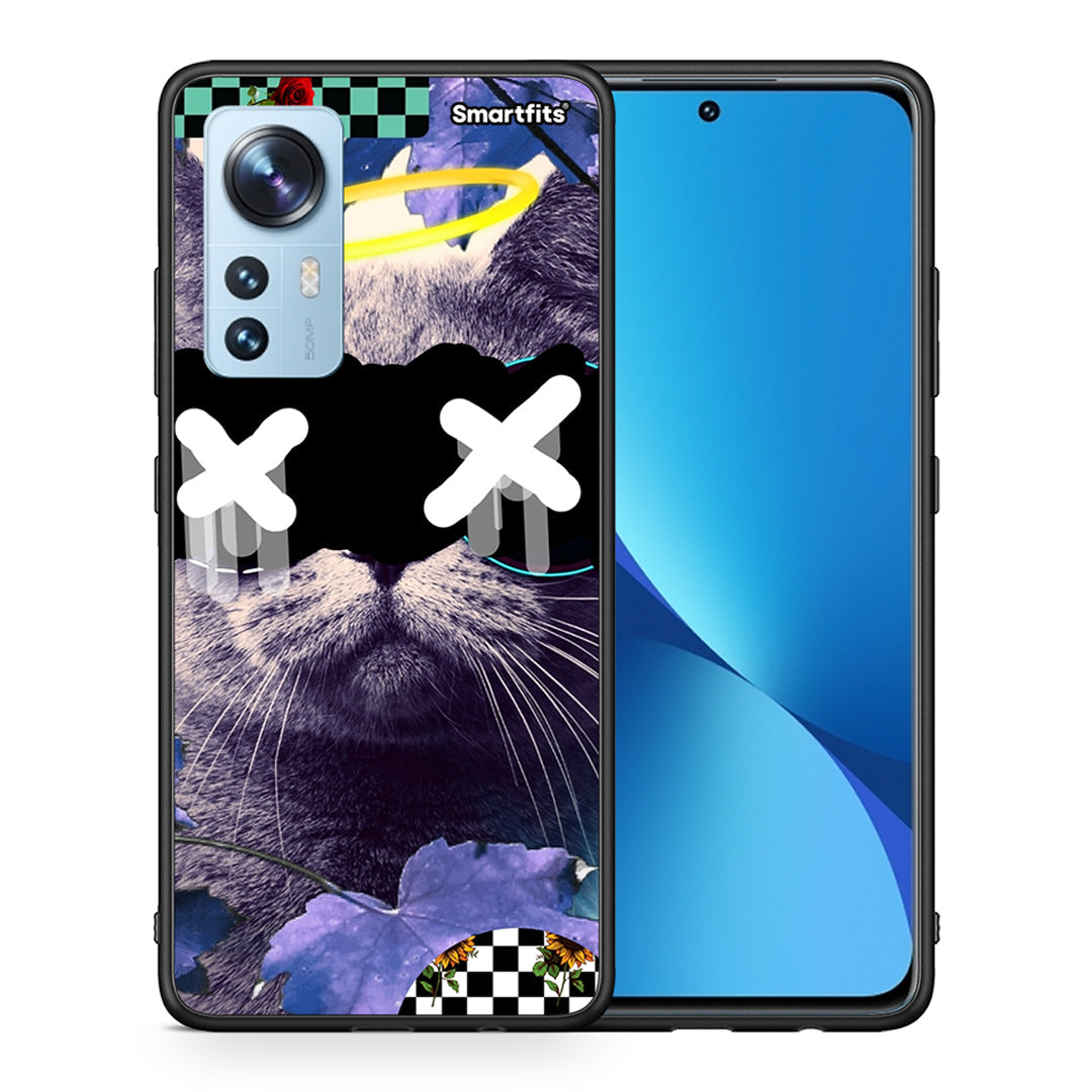 Θήκη Xiaomi 12/12X 5G Cat Collage από τη Smartfits με σχέδιο στο πίσω μέρος και μαύρο περίβλημα | Xiaomi 12/12X 5G Cat Collage case with colorful back and black bezels
