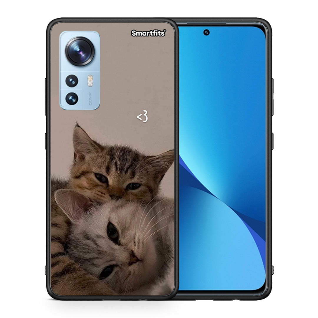 Θήκη Xiaomi 12 / 12X 5G Cats In Love από τη Smartfits με σχέδιο στο πίσω μέρος και μαύρο περίβλημα | Xiaomi 12 / 12X 5G Cats In Love case with colorful back and black bezels