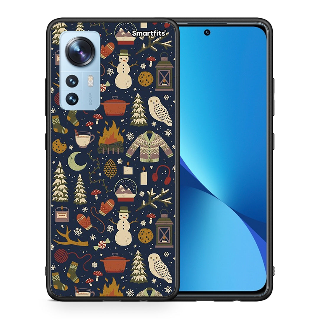 Θήκη Xiaomi 12/12X 5G Christmas Elements από τη Smartfits με σχέδιο στο πίσω μέρος και μαύρο περίβλημα | Xiaomi 12/12X 5G Christmas Elements case with colorful back and black bezels