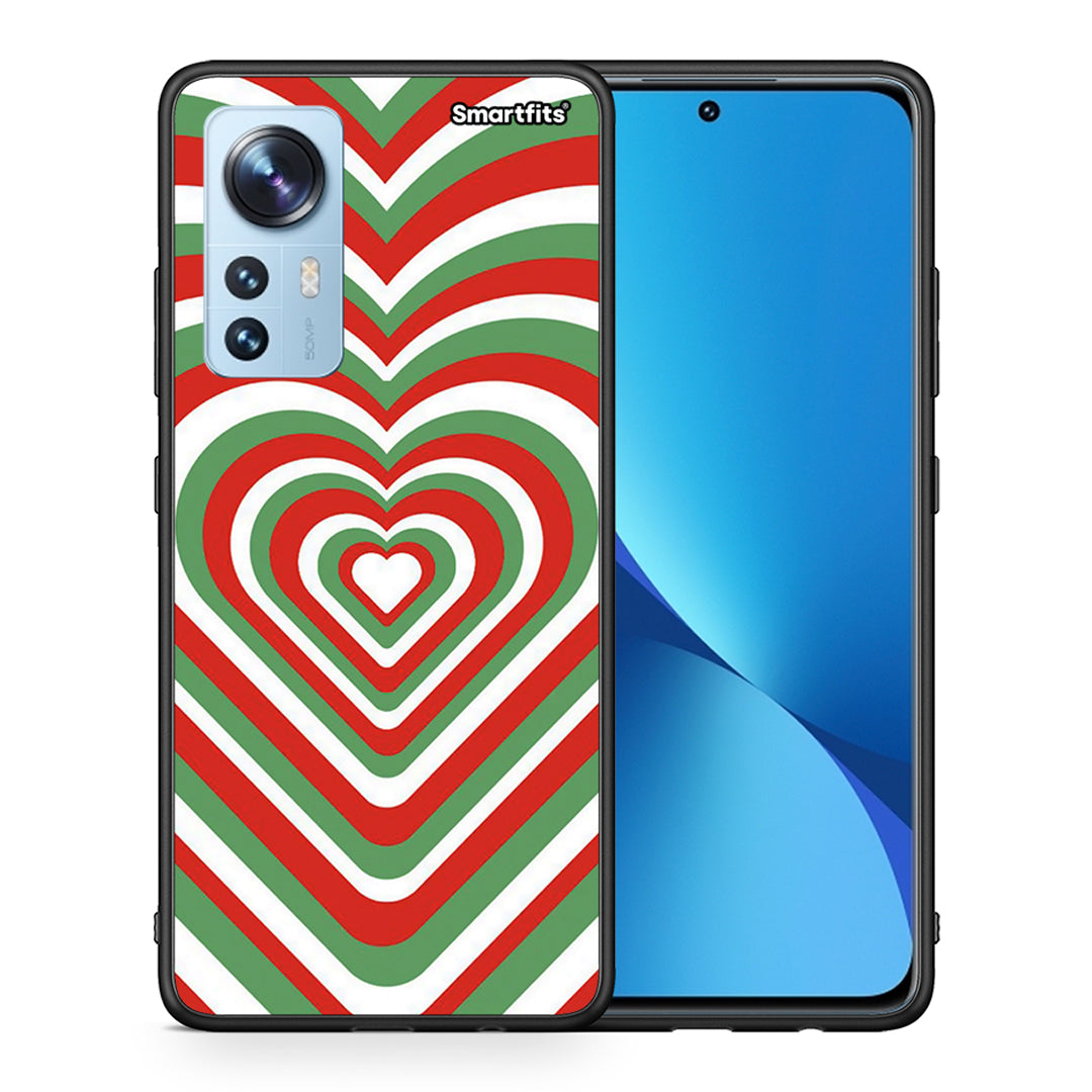 Θήκη Xiaomi 12/12X 5G Christmas Hearts από τη Smartfits με σχέδιο στο πίσω μέρος και μαύρο περίβλημα | Xiaomi 12/12X 5G Christmas Hearts case with colorful back and black bezels