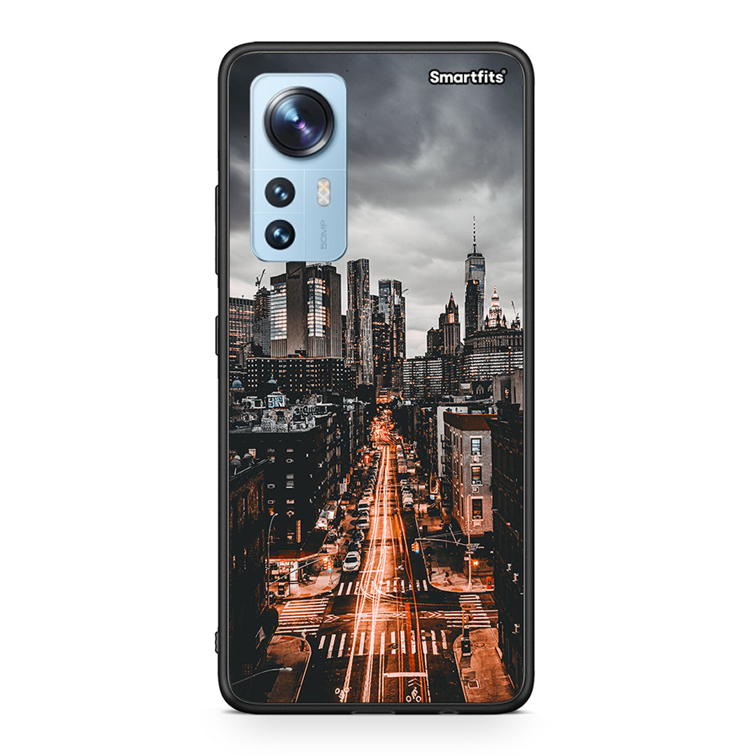 Xiaomi 12/12X 5G City Lights θήκη από τη Smartfits με σχέδιο στο πίσω μέρος και μαύρο περίβλημα | Smartphone case with colorful back and black bezels by Smartfits