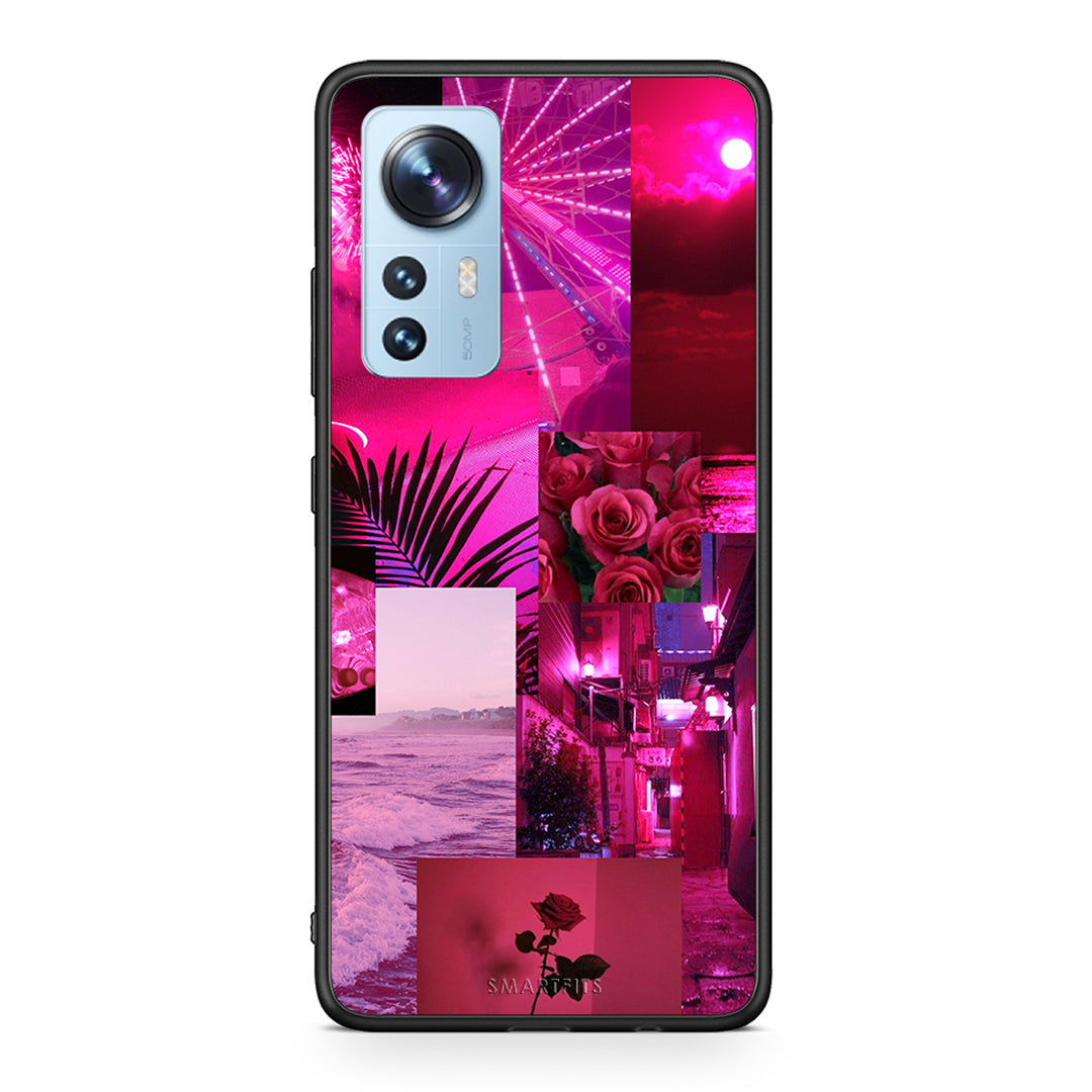 Xiaomi 12 / 12X 5G Collage Red Roses Θήκη Αγίου Βαλεντίνου από τη Smartfits με σχέδιο στο πίσω μέρος και μαύρο περίβλημα | Smartphone case with colorful back and black bezels by Smartfits