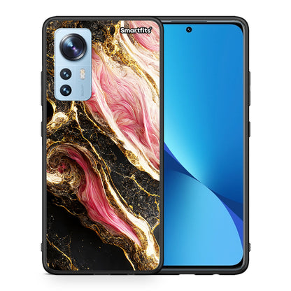 Θήκη Xiaomi 12/12X 5G Glamorous Pink Marble από τη Smartfits με σχέδιο στο πίσω μέρος και μαύρο περίβλημα | Xiaomi 12/12X 5G Glamorous Pink Marble case with colorful back and black bezels