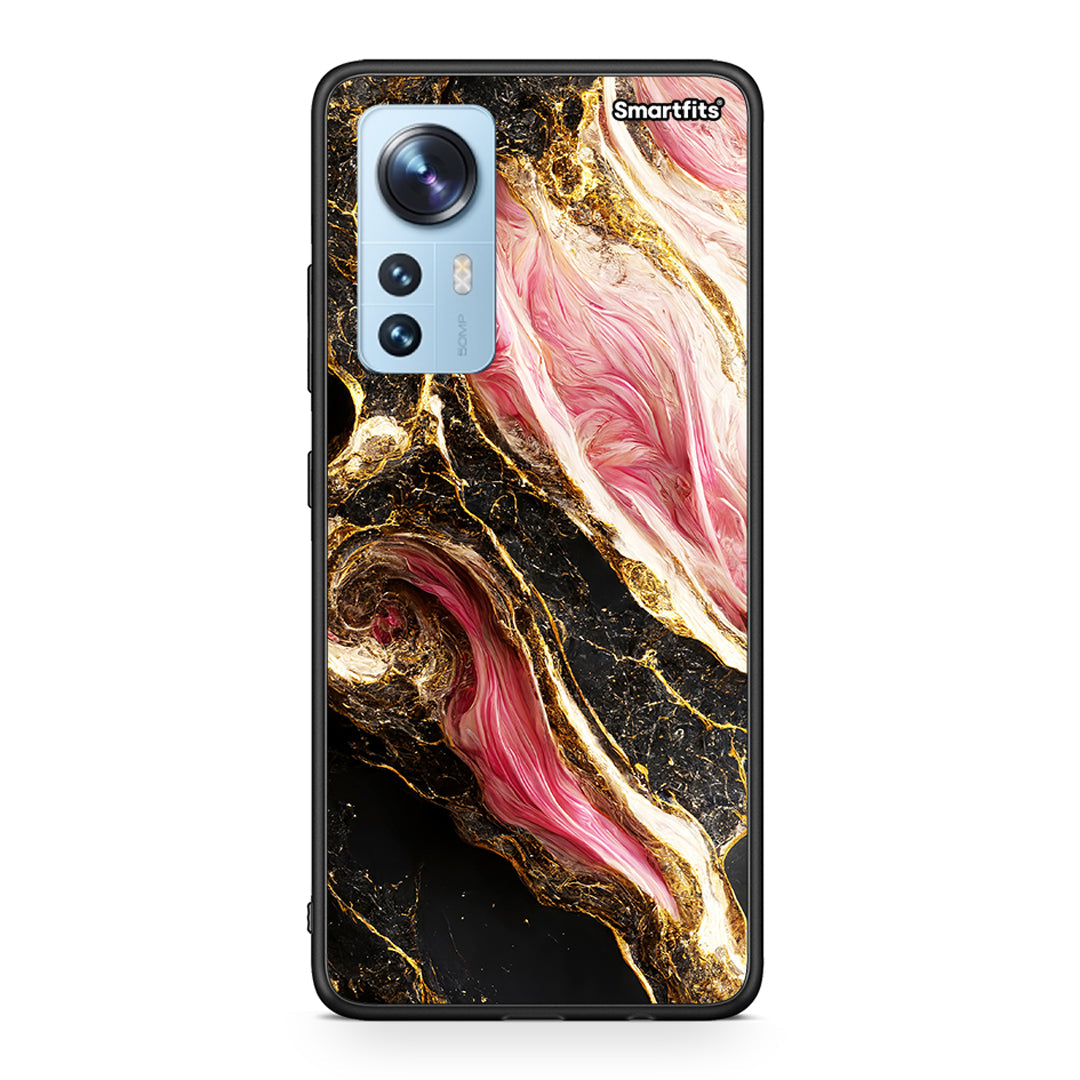 Xiaomi 12/12X 5G Glamorous Pink Marble θήκη από τη Smartfits με σχέδιο στο πίσω μέρος και μαύρο περίβλημα | Smartphone case with colorful back and black bezels by Smartfits