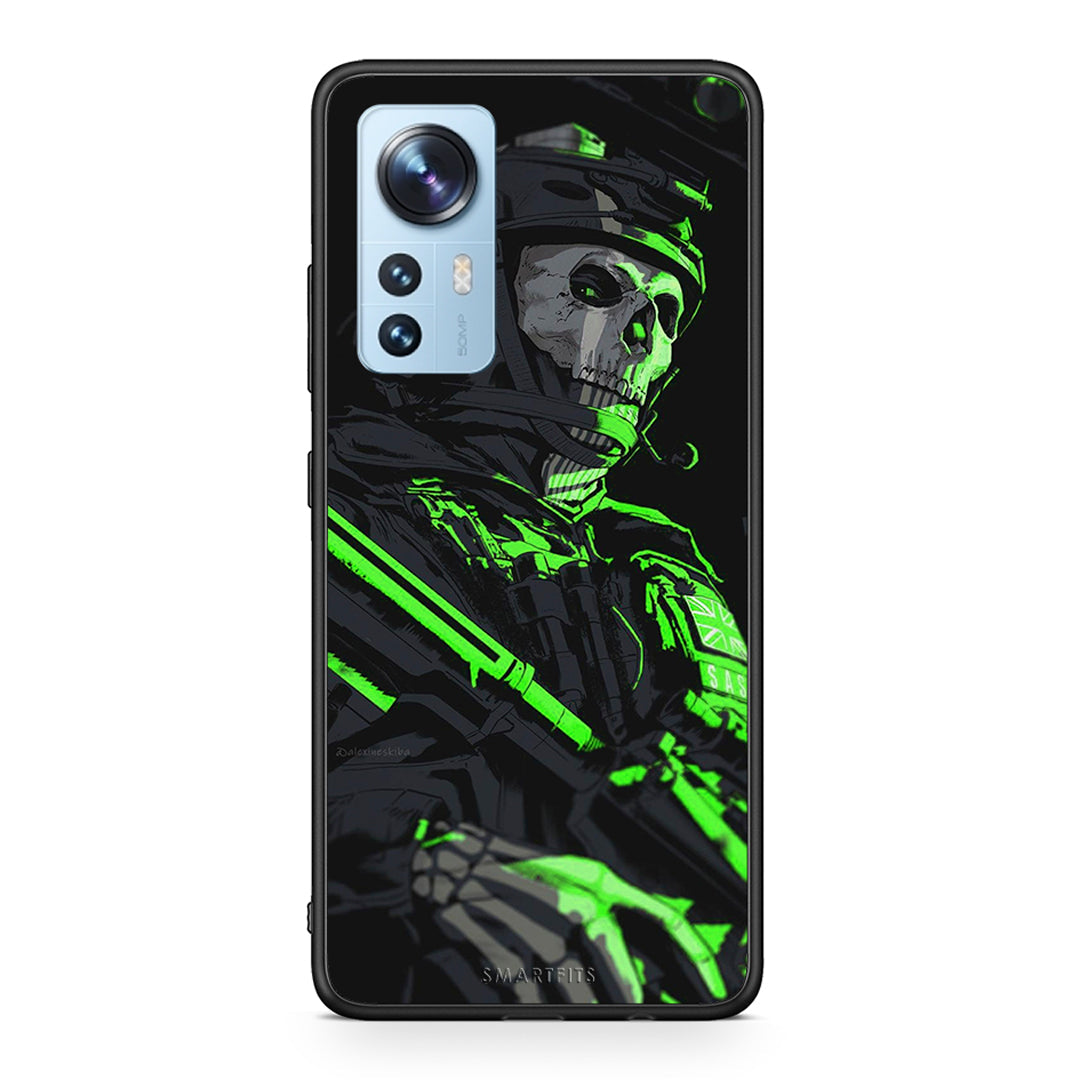 Xiaomi 12 / 12X 5G Green Soldier Θήκη Αγίου Βαλεντίνου από τη Smartfits με σχέδιο στο πίσω μέρος και μαύρο περίβλημα | Smartphone case with colorful back and black bezels by Smartfits