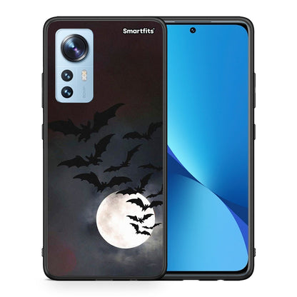 Θήκη Xiaomi 12 / 12X 5G Halloween Bat Night από τη Smartfits με σχέδιο στο πίσω μέρος και μαύρο περίβλημα | Xiaomi 12 / 12X 5G Halloween Bat Night case with colorful back and black bezels