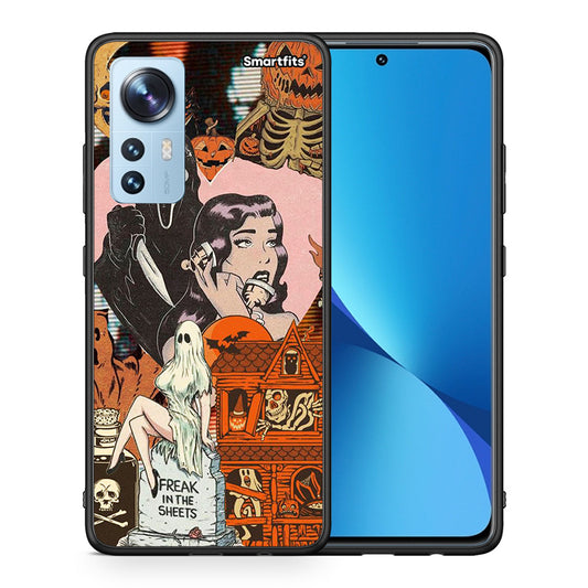 Θήκη Xiaomi 12 / 12X 5G Halloween Collage από τη Smartfits με σχέδιο στο πίσω μέρος και μαύρο περίβλημα | Xiaomi 12 / 12X 5G Halloween Collage case with colorful back and black bezels