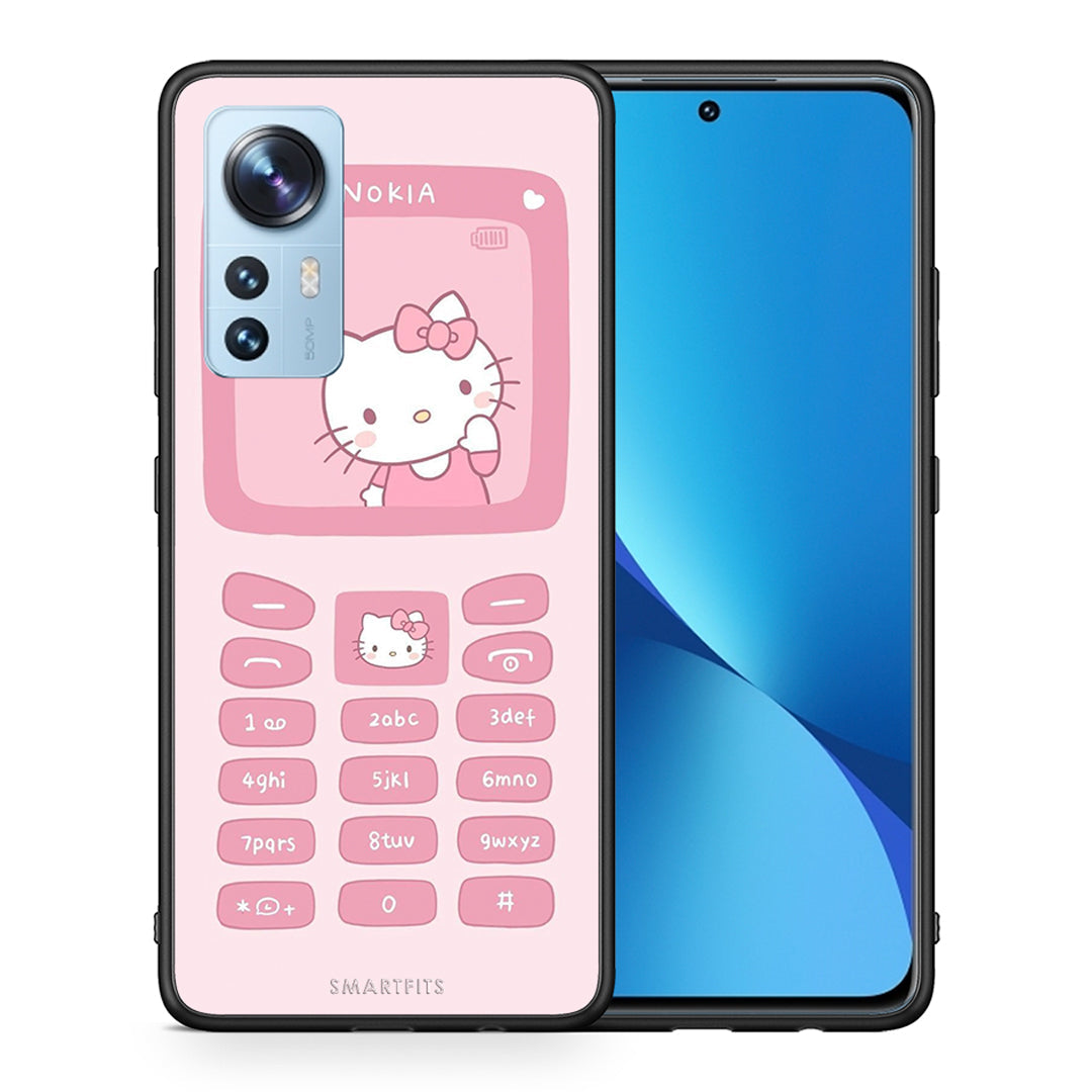 Θήκη Αγίου Βαλεντίνου Xiaomi 12 / 12X 5G Hello Kitten από τη Smartfits με σχέδιο στο πίσω μέρος και μαύρο περίβλημα | Xiaomi 12 / 12X 5G Hello Kitten case with colorful back and black bezels