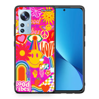 Thumbnail for Θήκη Xiaomi 12/12X 5G Hippie Love από τη Smartfits με σχέδιο στο πίσω μέρος και μαύρο περίβλημα | Xiaomi 12/12X 5G Hippie Love case with colorful back and black bezels