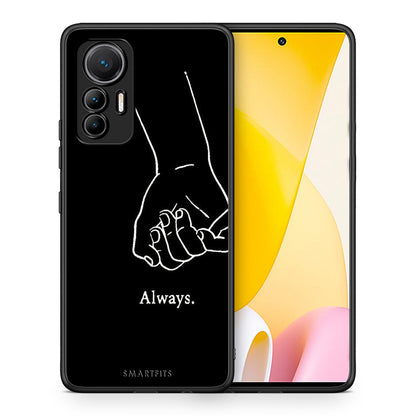 Θήκη Αγίου Βαλεντίνου Xiaomi 12 Lite 5G Always & Forever 2 από τη Smartfits με σχέδιο στο πίσω μέρος και μαύρο περίβλημα | Xiaomi 12 Lite 5G Always & Forever 2 case with colorful back and black bezels