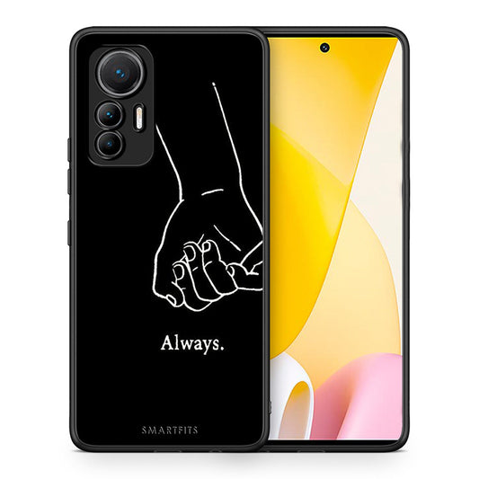 Θήκη Αγίου Βαλεντίνου Xiaomi 12 Lite 5G Always & Forever 2 από τη Smartfits με σχέδιο στο πίσω μέρος και μαύρο περίβλημα | Xiaomi 12 Lite 5G Always & Forever 2 case with colorful back and black bezels