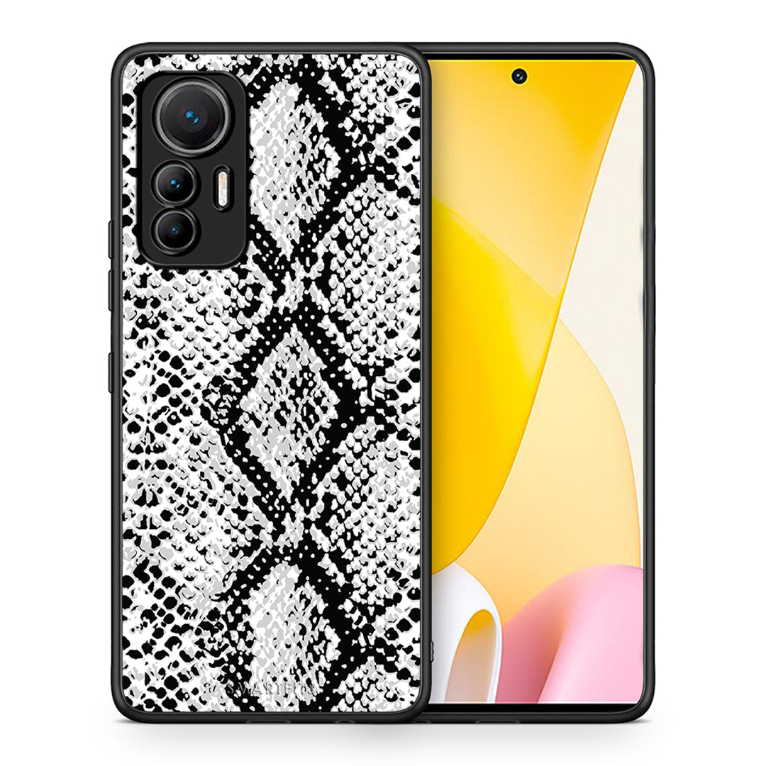 Θήκη Xiaomi 12 Lite 5G White Snake Animal από τη Smartfits με σχέδιο στο πίσω μέρος και μαύρο περίβλημα | Xiaomi 12 Lite 5G White Snake Animal case with colorful back and black bezels
