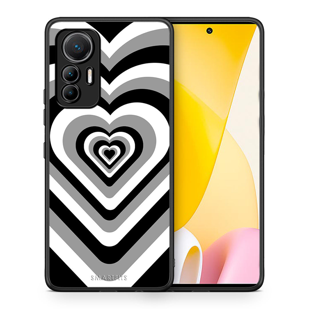 Θήκη Xiaomi 12 Lite 5G Black Hearts από τη Smartfits με σχέδιο στο πίσω μέρος και μαύρο περίβλημα | Xiaomi 12 Lite 5G Black Hearts case with colorful back and black bezels