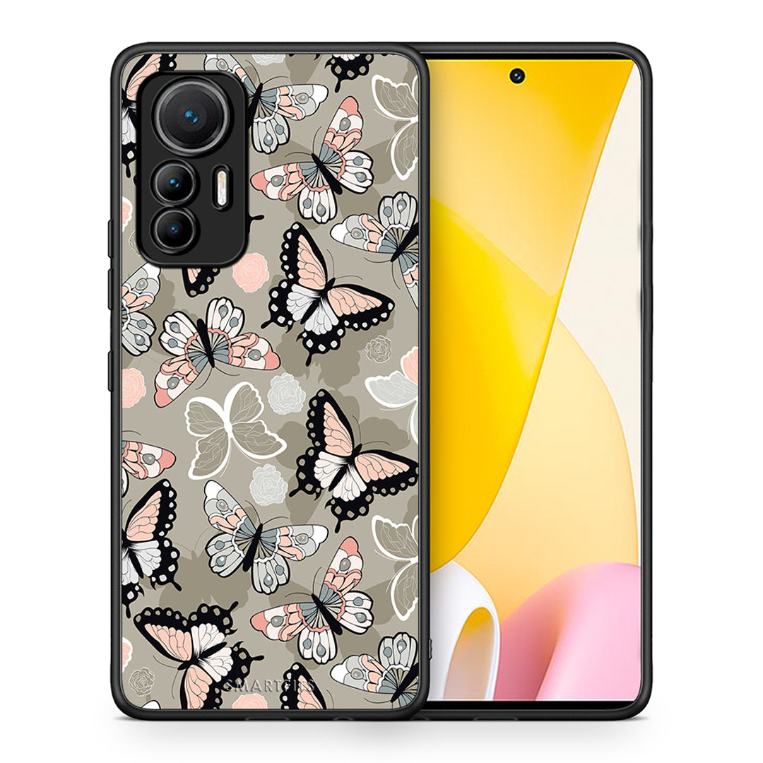 Θήκη Xiaomi 12 Lite 5G Butterflies Boho από τη Smartfits με σχέδιο στο πίσω μέρος και μαύρο περίβλημα | Xiaomi 12 Lite 5G Butterflies Boho case with colorful back and black bezels