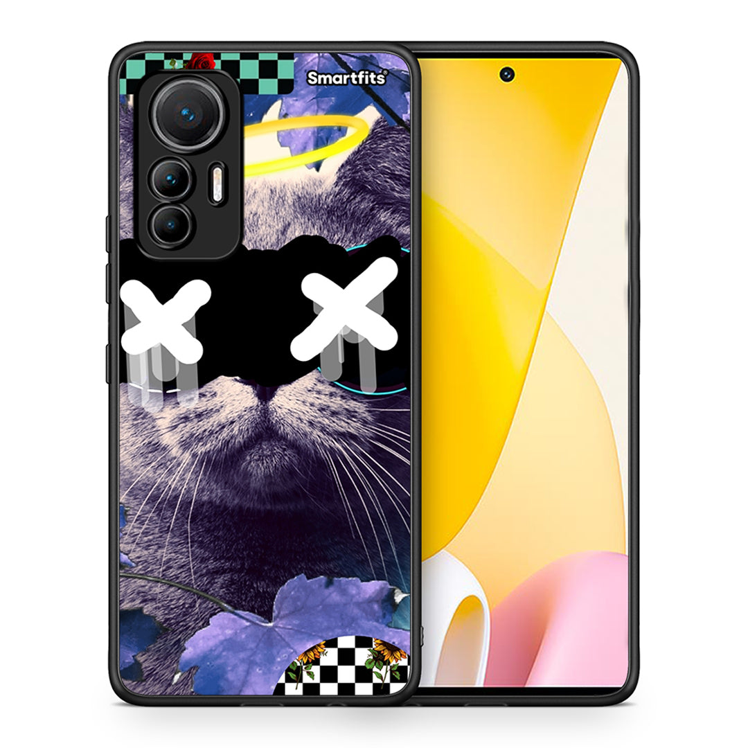 Θήκη Xiaomi 12 Lite 5G Cat Collage από τη Smartfits με σχέδιο στο πίσω μέρος και μαύρο περίβλημα | Xiaomi 12 Lite 5G Cat Collage case with colorful back and black bezels