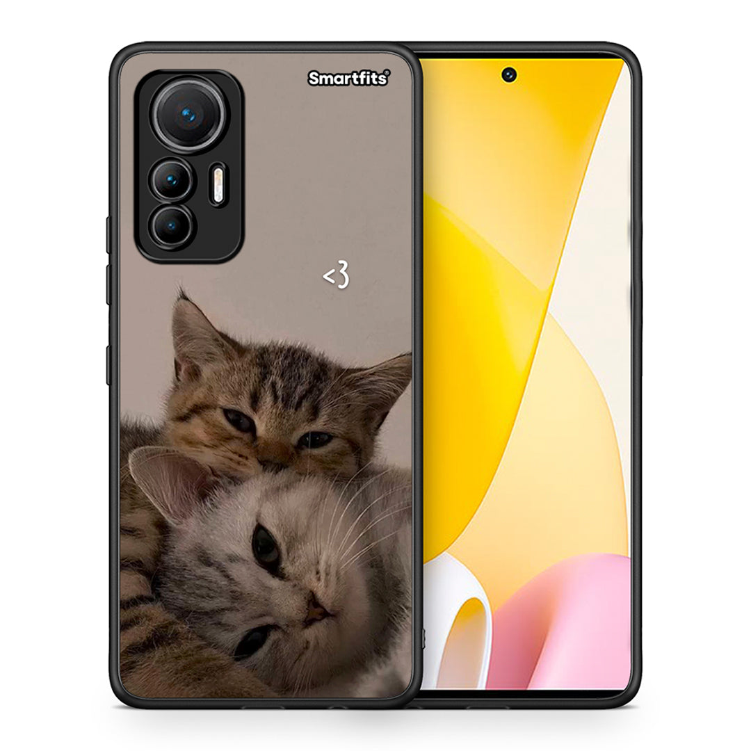 Θήκη Xiaomi 12 Lite 5G Cats In Love από τη Smartfits με σχέδιο στο πίσω μέρος και μαύρο περίβλημα | Xiaomi 12 Lite 5G Cats In Love case with colorful back and black bezels