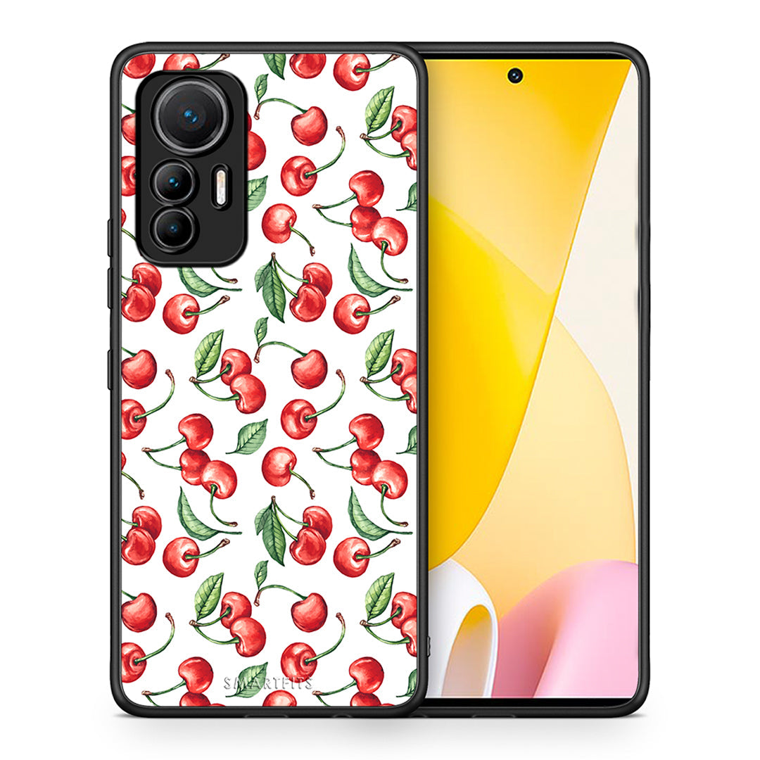 Θήκη Xiaomi 12 Lite 5G Cherry Summer από τη Smartfits με σχέδιο στο πίσω μέρος και μαύρο περίβλημα | Xiaomi 12 Lite 5G Cherry Summer case with colorful back and black bezels