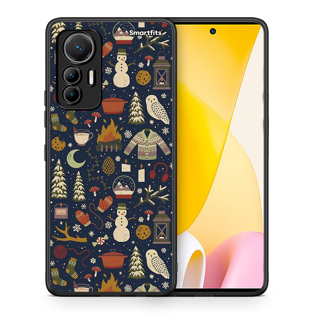 Θήκη Xiaomi 12 Lite 5G Christmas Elements από τη Smartfits με σχέδιο στο πίσω μέρος και μαύρο περίβλημα | Xiaomi 12 Lite 5G Christmas Elements case with colorful back and black bezels