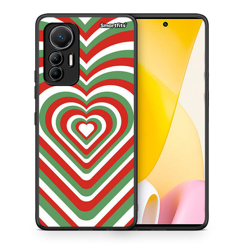 Θήκη Xiaomi 12 Lite 5G Christmas Hearts από τη Smartfits με σχέδιο στο πίσω μέρος και μαύρο περίβλημα | Xiaomi 12 Lite 5G Christmas Hearts case with colorful back and black bezels