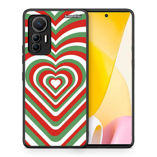 Θήκη Xiaomi 12 Lite 5G Christmas Hearts από τη Smartfits με σχέδιο στο πίσω μέρος και μαύρο περίβλημα | Xiaomi 12 Lite 5G Christmas Hearts case with colorful back and black bezels